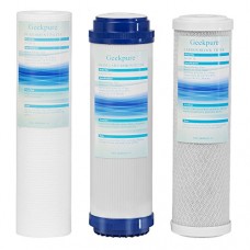 Geekpure Universal Compatible Reverse Osmosis Filter Replacement Pre-Filter Sets (1 x Sediment  1 x Granular Carbon  1 x Carbon Block for undersink RO. 3 Pk. Size: 10"x2.5") - B074XGB32J